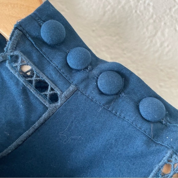 FREE PEOPLE Another Eternity Eyelet Bell Sleeve Top Blue - Picture 13 of 16